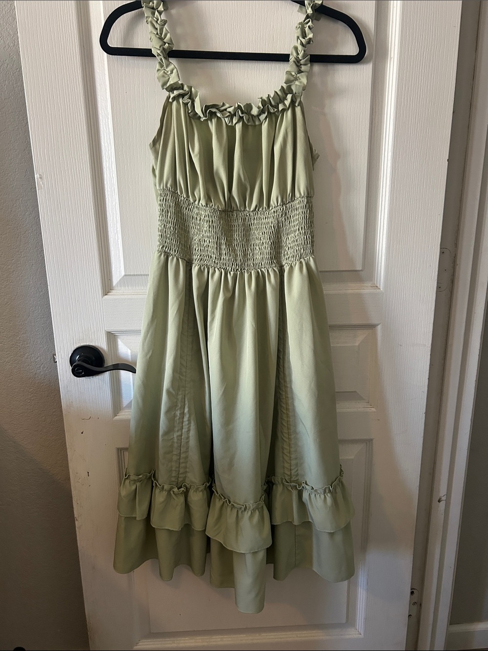 Sage Green Ruffled Sundress - Women's Sleeveless Dress